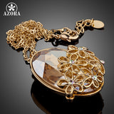 AZORA Five Flower Gold Color Big Stellux Austrian Crystal Pendant Necklace TN0060