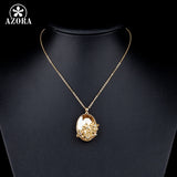AZORA Five Flower Gold Color Big Stellux Austrian Crystal Pendant Necklace TN0060