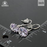 AZORA White Gold Color Round Cubic Zirconia Elegant Drop Earring TE0089