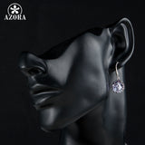 AZORA White Gold Color Round Cubic Zirconia Elegant Drop Earring TE0089