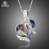 AZORA Forever Love Light Blue Heart Stellux Austrian Crystal Classic Pendant Necklaces for Valentine's Day Gift of Love TN0195