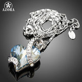 AZORA Forever Love Light Blue Heart Stellux Austrian Crystal Classic Pendant Necklaces for Valentine's Day Gift of Love TN0195