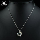 AZORA Forever Love Light Blue Heart Stellux Austrian Crystal Classic Pendant Necklaces for Valentine's Day Gift of Love TN0195