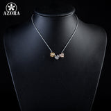 AZORA Brand Design White Gold Color Stellux Austrian Crystal 3pcs Roses Pendant Necklace TN0071