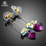 AZORA Romantic Gold Color Cluster Color Gradient Stellux Austrian Crystal Heart Drop Earrings for Women TE0259