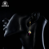 AZORA Romantic Gold Color Cluster Color Gradient Stellux Austrian Crystal Heart Drop Earrings for Women TE0259