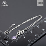 AZORA White Gold Color Stellux Austrian Crystals Purple Water Drop Pendant Necklace TN0005
