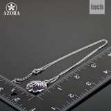 AZORA Unique Design Bud White Gold Color Stellux Austrian Crystal Water Drop Pendant Necklace TN0045
