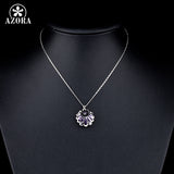 AZORA Unique Design Bud White Gold Color Stellux Austrian Crystal Water Drop Pendant Necklace TN0045
