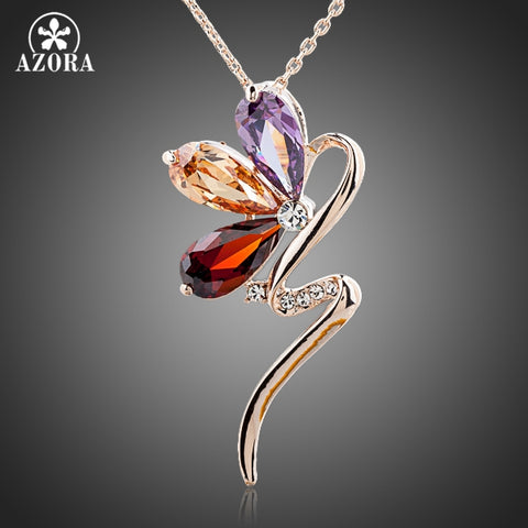 AZORA Magic Snake Rose Gold Color Stellux Austrian Crystal Jewelry Pendant Necklace TN0089