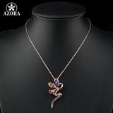 AZORA Magic Snake Rose Gold Color Stellux Austrian Crystal Jewelry Pendant Necklace TN0089
