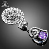 AZORA Purple Stellux Austrian Crystal Heart Pendant Necklace for Valentine's Day Gift of Love TN0182