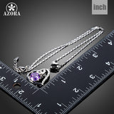 AZORA Purple Stellux Austrian Crystal Heart Pendant Necklace for Valentine's Day Gift of Love TN0182