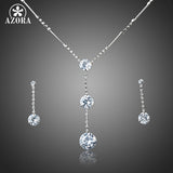 AZORA Hot Sale White Gold Color Stellux Austrian Crystal Water Drop Earrings and Necklace Jewelry Set TG0037