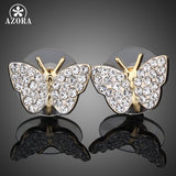 AZORA Gold Color Austrian Crystal Lovely Butterfly Stud Earring TE0015