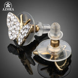 AZORA Gold Color Austrian Crystal Lovely Butterfly Stud Earring TE0015