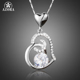 AZORA Valentine's Day Gift of Love Clear Heart Top grade AAA Cubic Zirconia Pendant Necklace TN0156