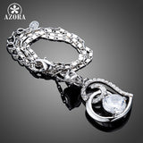 AZORA Valentine's Day Gift of Love Clear Heart Top grade AAA Cubic Zirconia Pendant Necklace TN0156