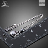 AZORA Valentine's Day Gift of Love Clear Heart Top grade AAA Cubic Zirconia Pendant Necklace TN0156