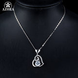 AZORA Valentine's Day Gift of Love Clear Heart Top grade AAA Cubic Zirconia Pendant Necklace TN0156