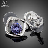 AZORA Noble White Gold Color Blue Stellux Austrian Crystal Stud Earrings TE0041