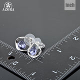 AZORA Noble White Gold Color Blue Stellux Austrian Crystal Stud Earrings TE0041