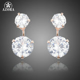AZORA Rose Gold Color with 2pcs Clear Cubic Zirconia Drop Earrings For Women TE0230