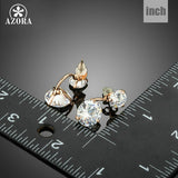 AZORA Rose Gold Color with 2pcs Clear Cubic Zirconia Drop Earrings For Women TE0230