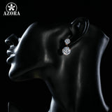 AZORA Rose Gold Color with 2pcs Clear Cubic Zirconia Drop Earrings For Women TE0230