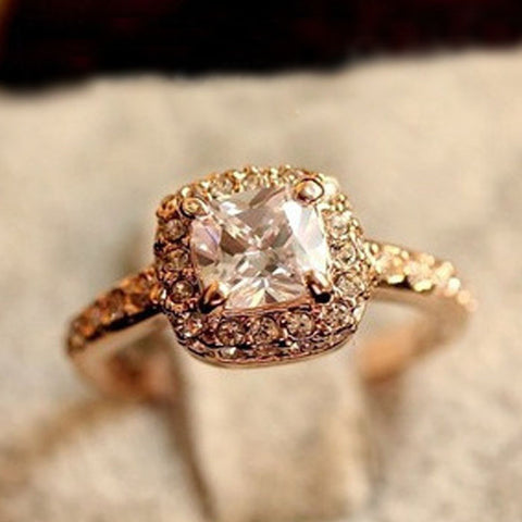 Princess Square Diamond Ring Luxury Elegance Fashion Wedding Ring