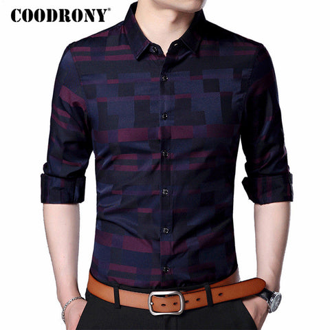 Business Casual Shirts Men Famous Brand Clothing Plaid Long Sleeve Camisa Masculina