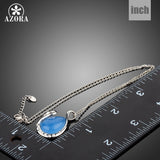 AZORA Water Drop Blue Stone with Crystal Swan Drop Pendant Necklace TN0187