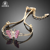 AZORA Gold Color Stellux Austrian Crystal Butterfly and Flower Charm Bracelet TS0008