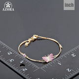 AZORA Gold Color Stellux Austrian Crystal Butterfly and Flower Charm Bracelet TS0008