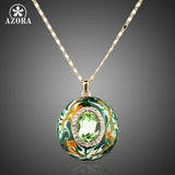 AZORA Gold Color Stellux Austrian Crystals Oil Painting Pattern Design Pendant Necklace TN0007