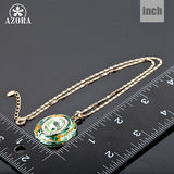 AZORA Gold Color Stellux Austrian Crystals Oil Painting Pattern Design Pendant Necklace TN0007