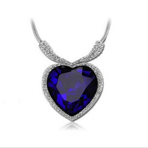 Large Models Of Hearts Full Diamond Crystal Necklace Plating White K