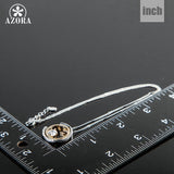 AZORA Classic White Gold Color White Stellux Austrian Crystal Pendant Necklace TN0075