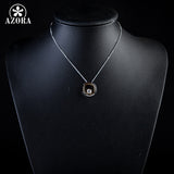 AZORA Classic White Gold Color White Stellux Austrian Crystal Pendant Necklace TN0075