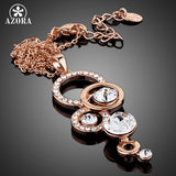 AZORA Rose Gold Color Pure Clear Simply Small Round 1 carat Cubic Zirconia Pendant Necklace TN0046