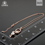 AZORA Rose Gold Color Pure Clear Simply Small Round 1 carat Cubic Zirconia Pendant Necklace TN0046