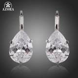 AZORA Brand Design Pear Cut Clear Cubic Zirconia Water Drop Earrings TE0158