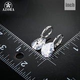 AZORA Brand Design Pear Cut Clear Cubic Zirconia Water Drop Earrings TE0158