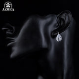 AZORA Brand Design Pear Cut Clear Cubic Zirconia Water Drop Earrings TE0158