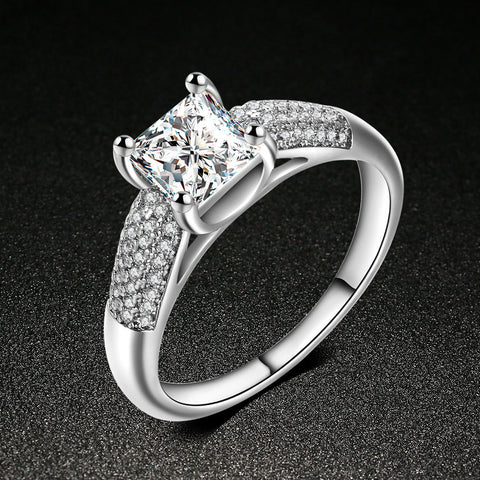Fashion Jewelry Silver White Zircon Wedding Ring