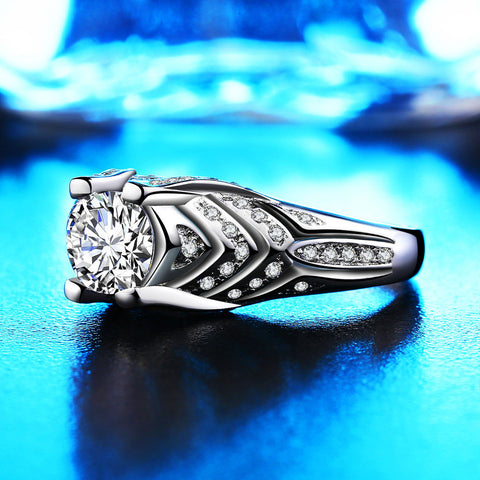 Women Fashion Jewelry Silver White Zircon Wedding Ring