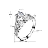 Women Fashion Jewelry Silver White Zircon Wedding Ring