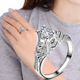 Women Fashion Jewelry Silver White Zircon Wedding Ring