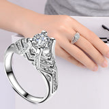 Women Fashion Jewelry Silver White Zircon Wedding Ring