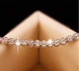 Women Roman Chain Crystal Bangle Rhinestone 3 Layers Bracelet